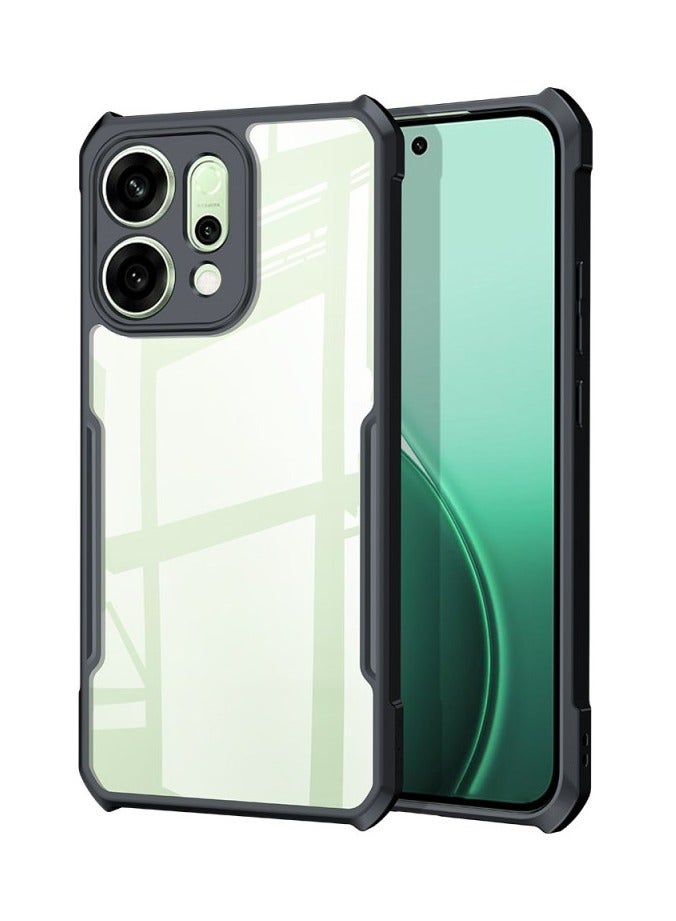 XUNDD Clear Case for Oppo Reno 14 F 5G | Premium Rugged | Durable Shock-absorbing Frame | Black Border | Thermoplastic Polyurethane | Airbag Anti-drop Protection - Clear - Image 1