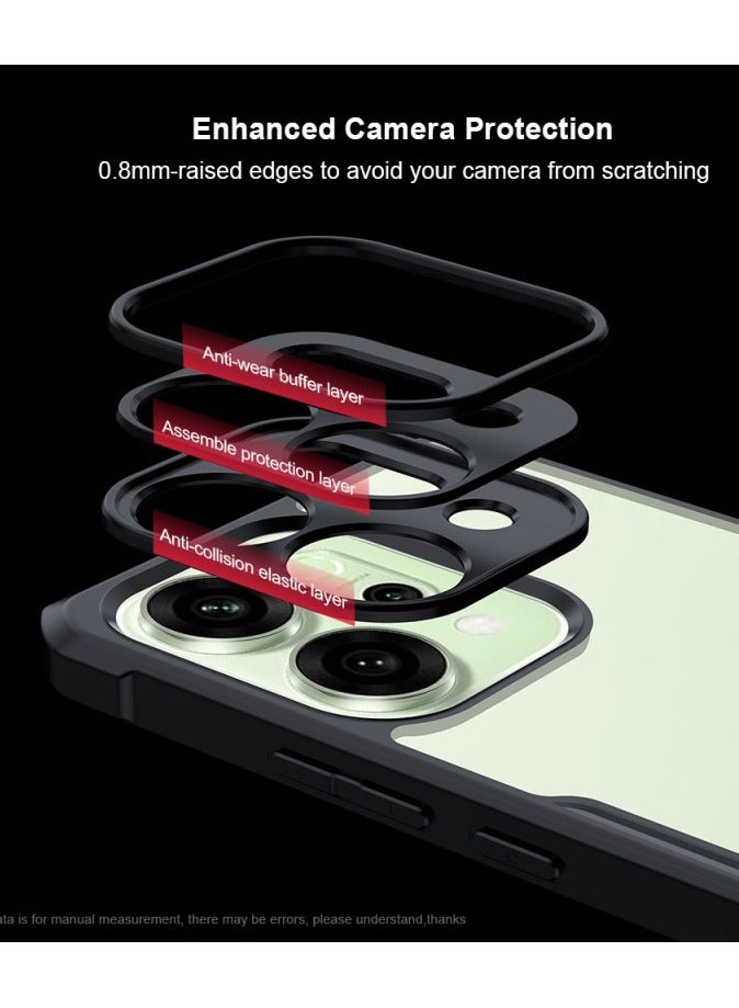 XUNDD Clear Case for Oppo Reno 14 F 5G | Premium Rugged | Durable Shock-absorbing Frame | Black Border | Thermoplastic Polyurethane | Airbag Anti-drop Protection - Clear - Image 5
