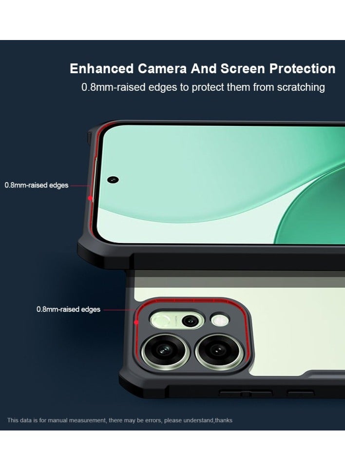 XUNDD Clear Case for Oppo Reno 14 F 5G | Premium Rugged | Durable Shock-absorbing Frame | Black Border | Thermoplastic Polyurethane | Airbag Anti-drop Protection - Clear - Image 3