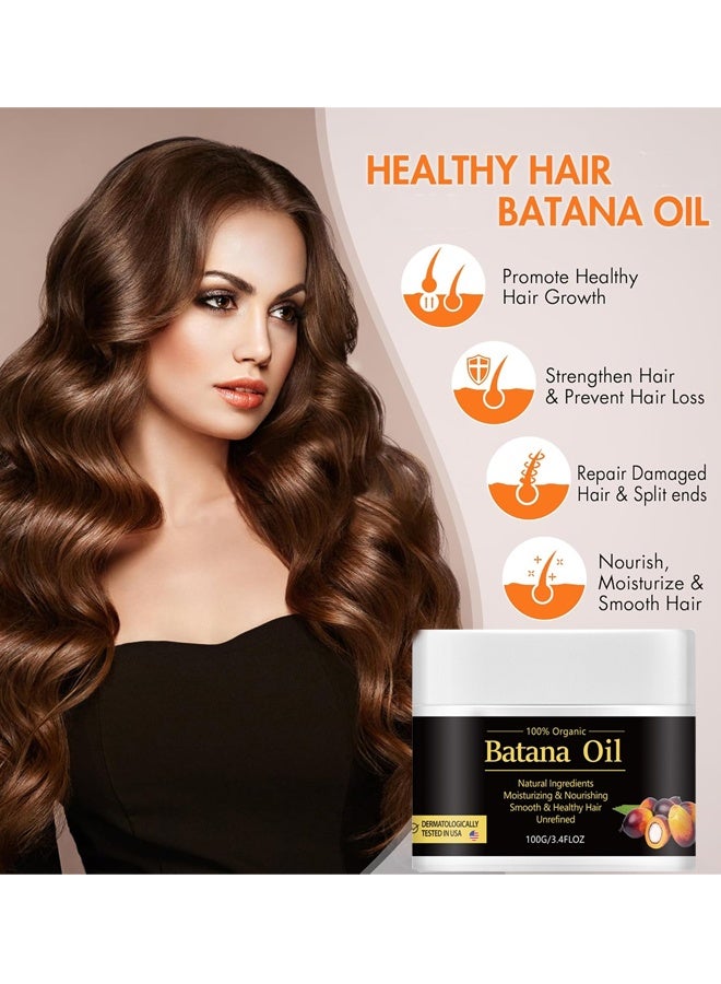 Organic & Botanic Batana Oil Natural ingredients Moisturizing & Nourishing Smooth & Healthy Hair Unrefined,  Natural Batana Oil For Hair Growth By Organic, Unrefined Batana Oil For Visibly Thicker And Stronger Hair, Prevent Hair Loss, Repairs Damaged Hair, Leaves Hair Smoother,100g - Image 2