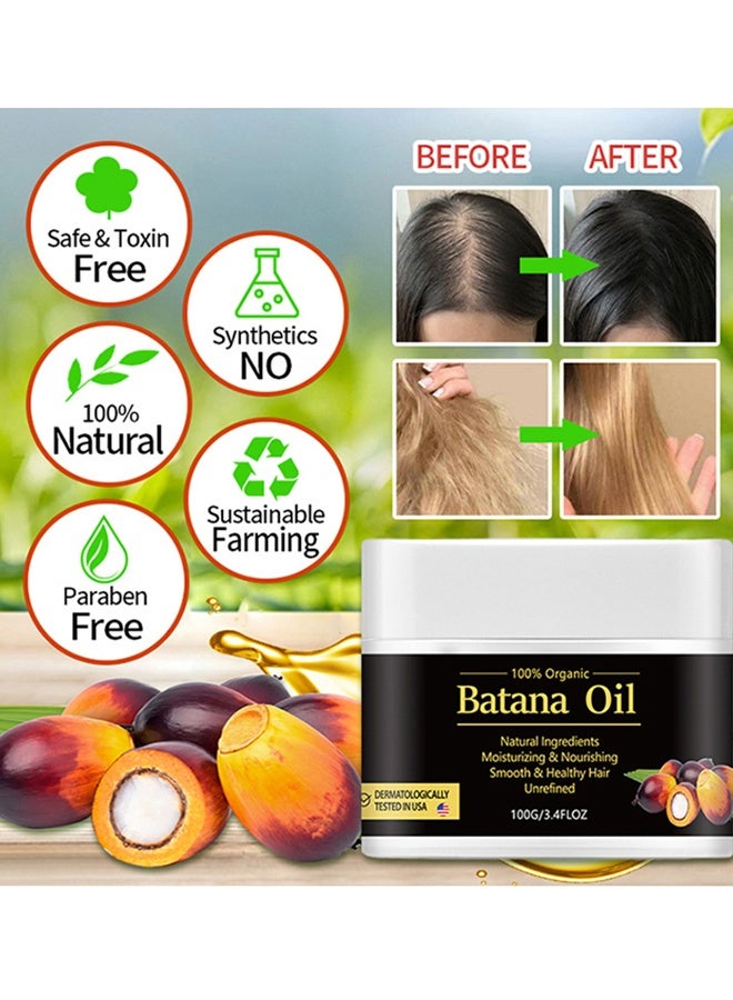 Organic & Botanic Batana Oil Natural ingredients Moisturizing & Nourishing Smooth & Healthy Hair Unrefined,  Natural Batana Oil For Hair Growth By Organic, Unrefined Batana Oil For Visibly Thicker And Stronger Hair, Prevent Hair Loss, Repairs Damaged Hair, Leaves Hair Smoother,100g - Image 4