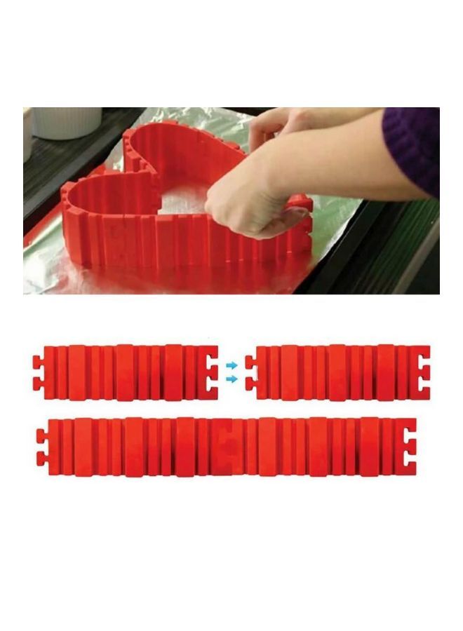 NIBEMINENT 4-Piece Interlocking Silicone Cake Moulds Red 18.8x5.5centimeter - Image 3
