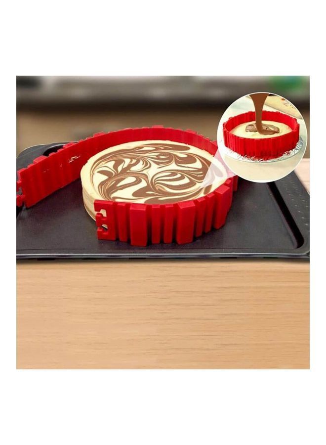 NIBEMINENT 4-Piece Interlocking Silicone Cake Moulds Red 18.8x5.5centimeter - Image 5
