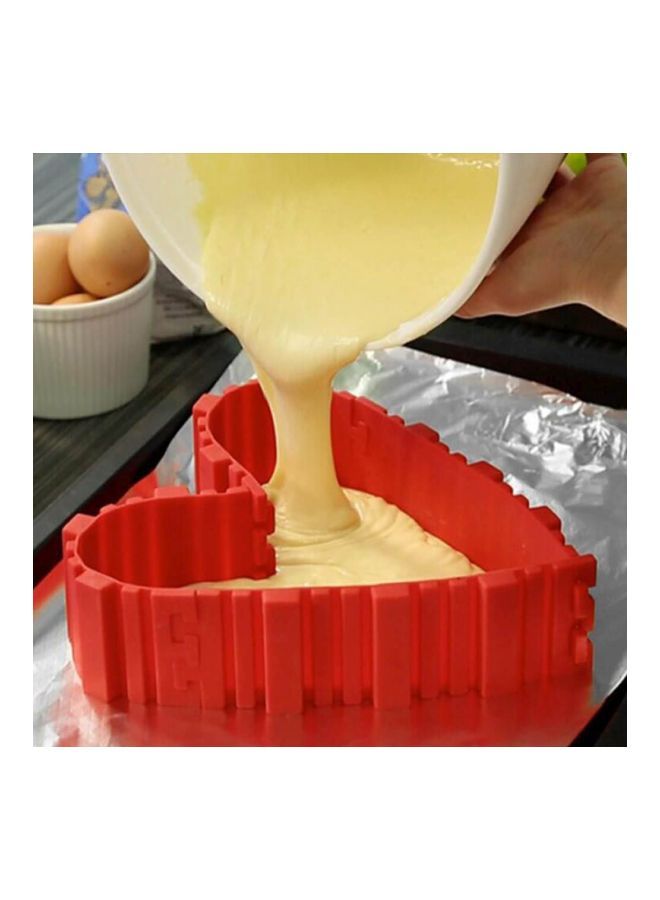 NIBEMINENT 4-Piece Interlocking Silicone Cake Moulds Red 18.8x5.5centimeter - Image 4