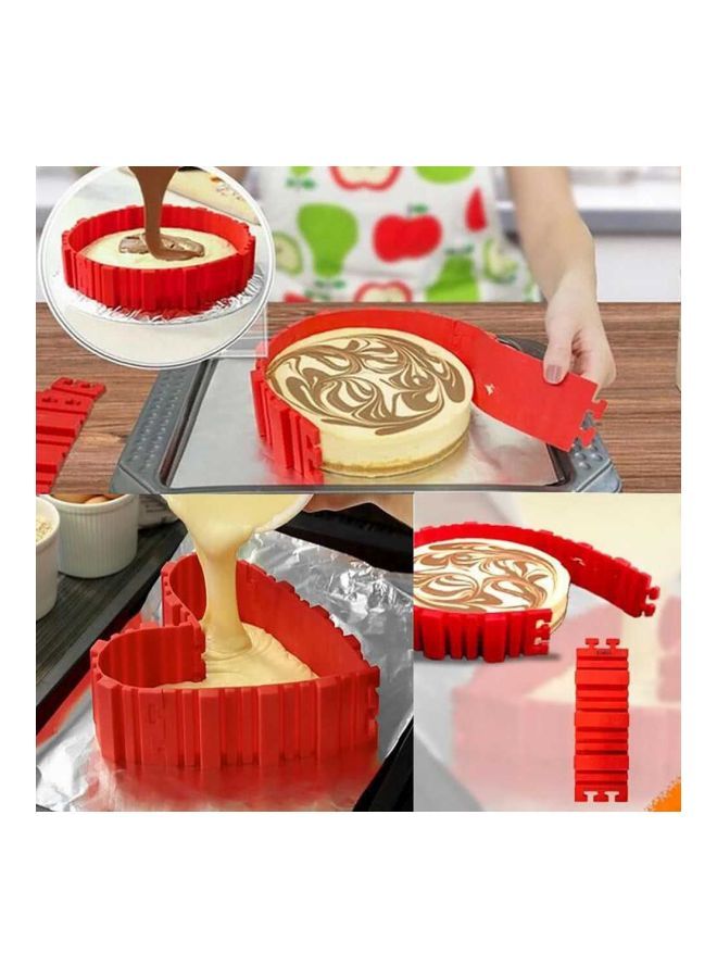 NIBEMINENT 4-Piece Interlocking Silicone Cake Moulds Red 18.8x5.5centimeter - Image 2