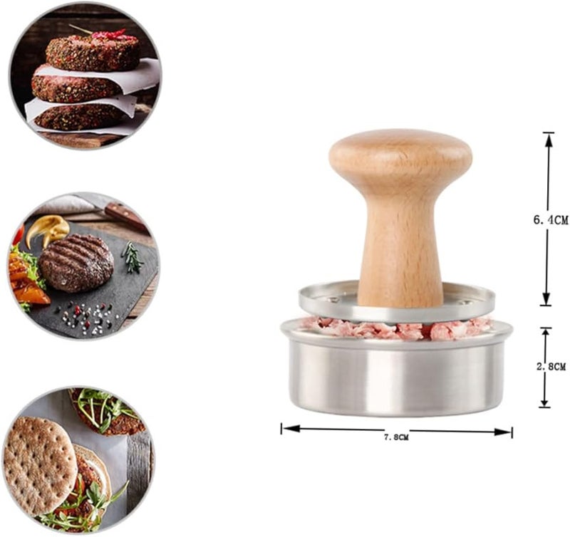 أداة ضغط اللحم من الفولاذ المقاوم للصدأ لصانع الهامبرغر - سهلة التنظيف وغير لاصقة - Image 4