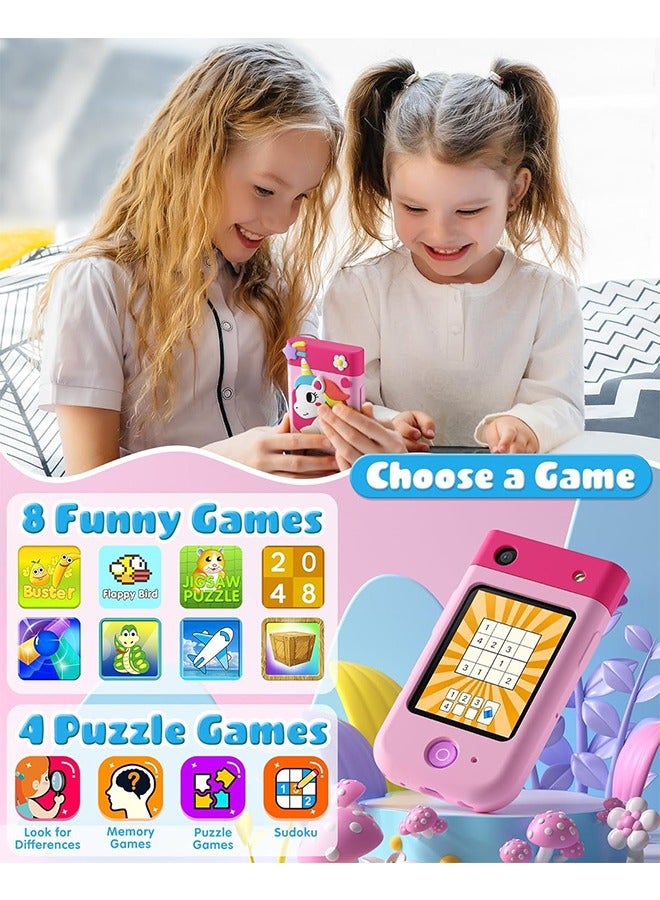 Kids Smart Phone Toys for Boys Girls, Unicorn Touchscreen Toddler Learning Play Toy Phone with Rotating Camera, Game, Music Player, 32GB SD Card  - Image 3