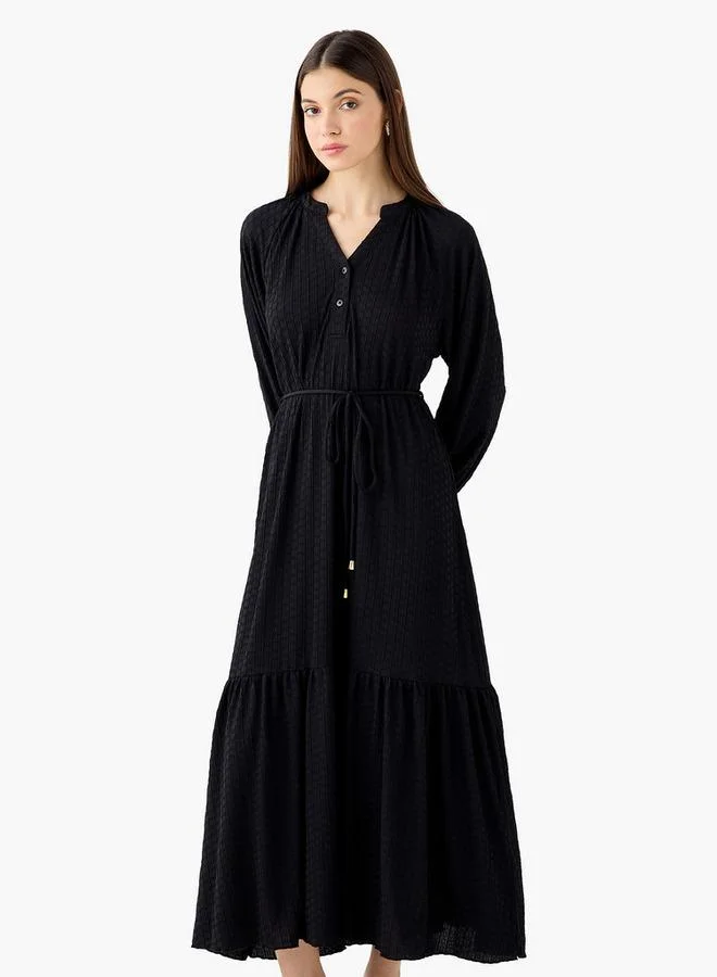 سبلاش فيڤ Textured Maxi Women Dress with Tie-Up Detail