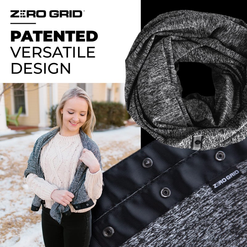 Zero Grid Infinity Travel Scarf Loop with Hidden Zipper Pockets for Passport, Phone, Cash, Cards - Converts to Blanket, Wrap, or Shawl - Image 3