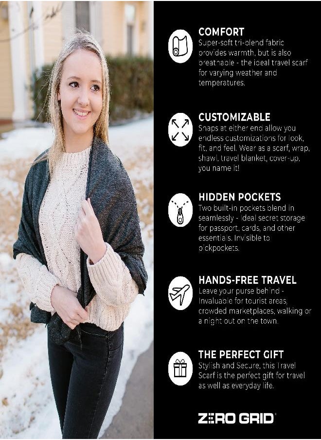 Zero Grid Zero Grid Infinity Fashion Scarf with Hidden Pockets Converts to Blanket and Wrap Perfect for Travel  - Image 2