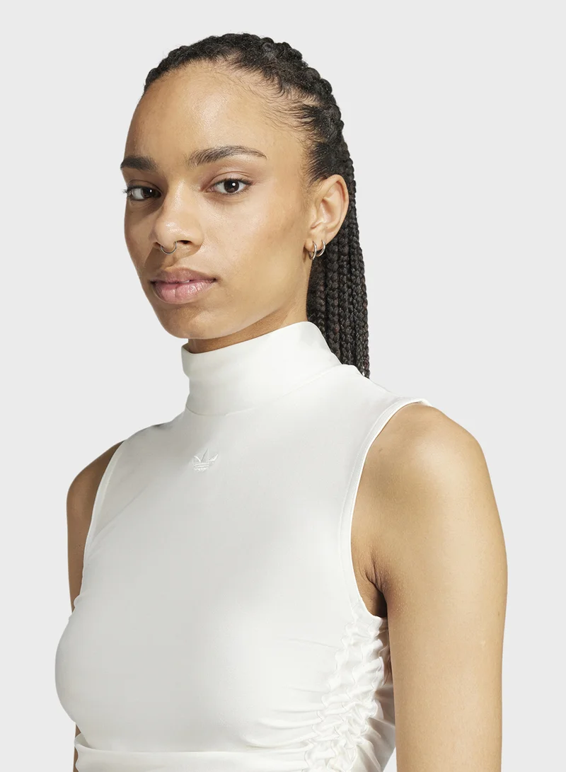 اديداس اوريجينالز Ruched 3 Stripe Cropped Top