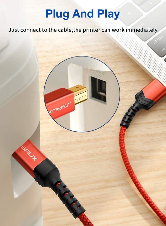 jsaux Printer Cable, 15FT USB Printer Cable USB 2.0 Type A Male to B Male Scanner Cord USB B Cable High Speed for HP, Canon, Epson, Dell, Brother, Lexmark, Xerox, Samsung etc and Piano, DAC - Image 3