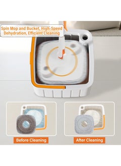 NextWave Spin Mop Bucket Set 360 Degree Spinning Mop with Self Separation Dirty and Clean Water System Easy Wring Floor Mop with Detachable Mop Heads for Floor Cleaning on Home Kitchen  - Image 4