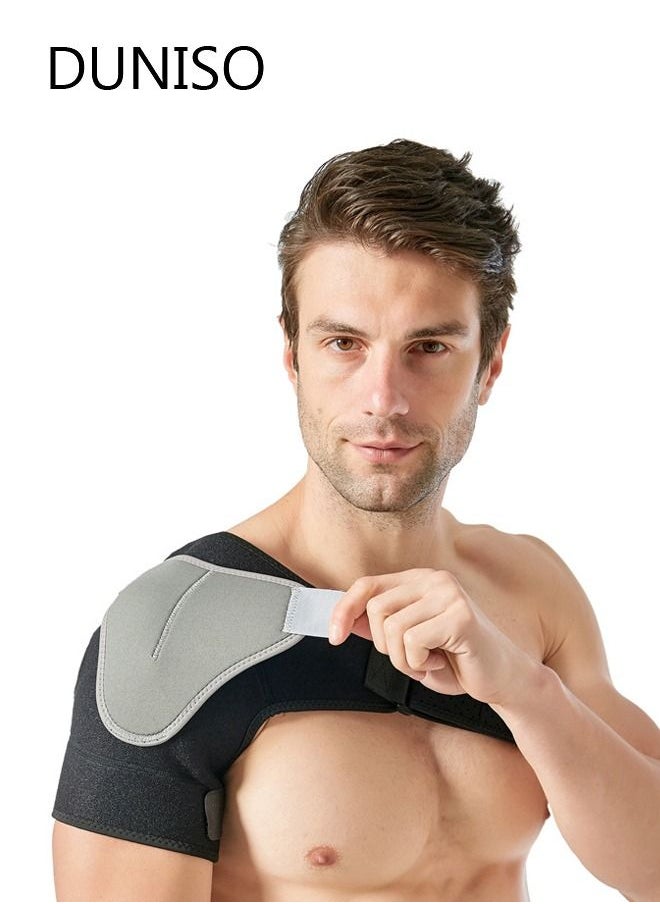 DUNISO Shoulder Brace Shoulder Support and Compression Sleeve for Torn Rotator Cuff Dislocated Shoulder Pain Relief Adjustable Fits Shoulder Brace Immobilizer Strap with Ice Pack Pocket  - Image 1