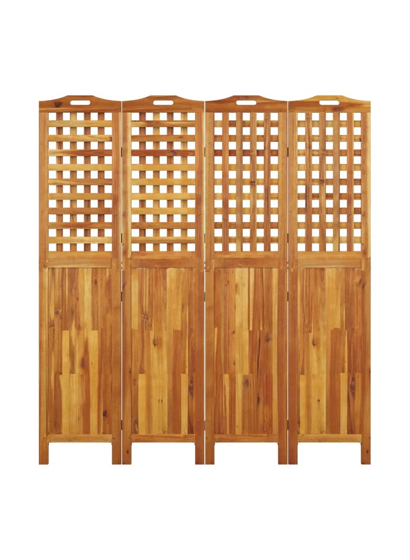 vidaxl 4-Panel Room Divider 162x2x180 cm Solid Wood Acacia  - Image 3