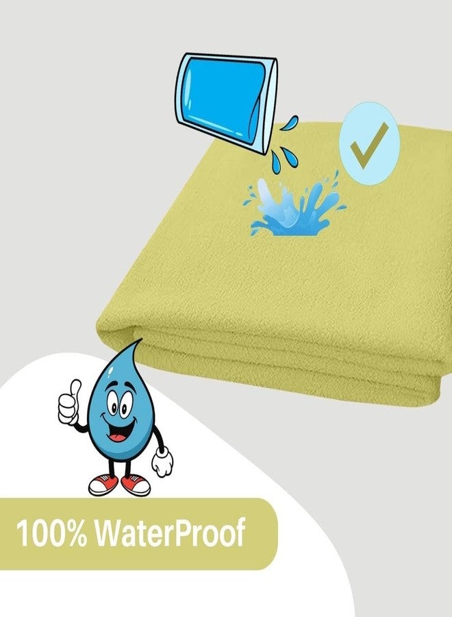 Divine Casa Waterproof Bed Protector, Anti-Piling Fleece Extra Absorbent Quick Dry Sheet, Baby Bed Protector, Medium Size(70 X 100 CM), Yellow (Pack of 1) - Image 3