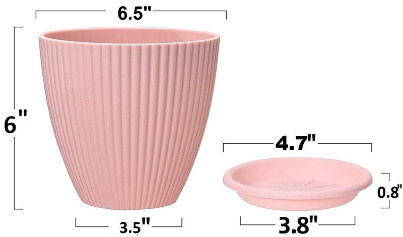 INKULTURE Plastic Round Flower Pots with Tray for Home Planters, Terrace, Garden Etc | Pack of 05 | Black | Size 6.5 Inch | for Home Indoor & Outdoor Gardening Plants - Image 5