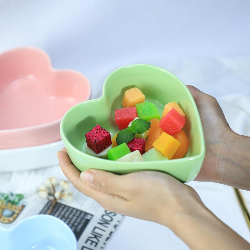 WAIT FLY 2pcs HeartShaped Bowls for Salad Soup Snack Dessert Household Cooking Bowls for Home Kitchen Green - Image 4