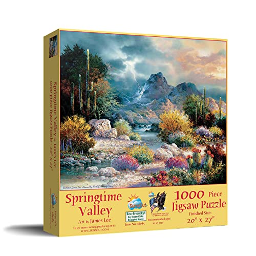 SUNSOUT INC - وادي الربيع - 1000 قطعة لغز متشابك من الفنان: جيمس لي - الحجم النهائي 20" × 27" - رقم المنتج# 18085 - Image 2