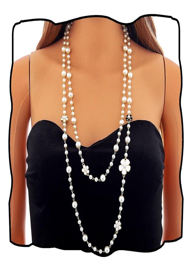 Bmirth Long Pearl Necklaces Layered Pearl Necklaces Jewelry 1920s Pearls Body Jewelry for Women (Pearl long necklace) - Image 1