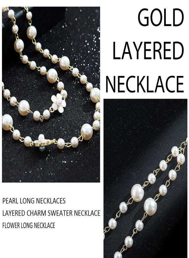 Bmirth Long Pearl Necklaces Layered Pearl Necklaces Jewelry 1920s Pearls Body Jewelry for Women (Pearl long necklace) - Image 3