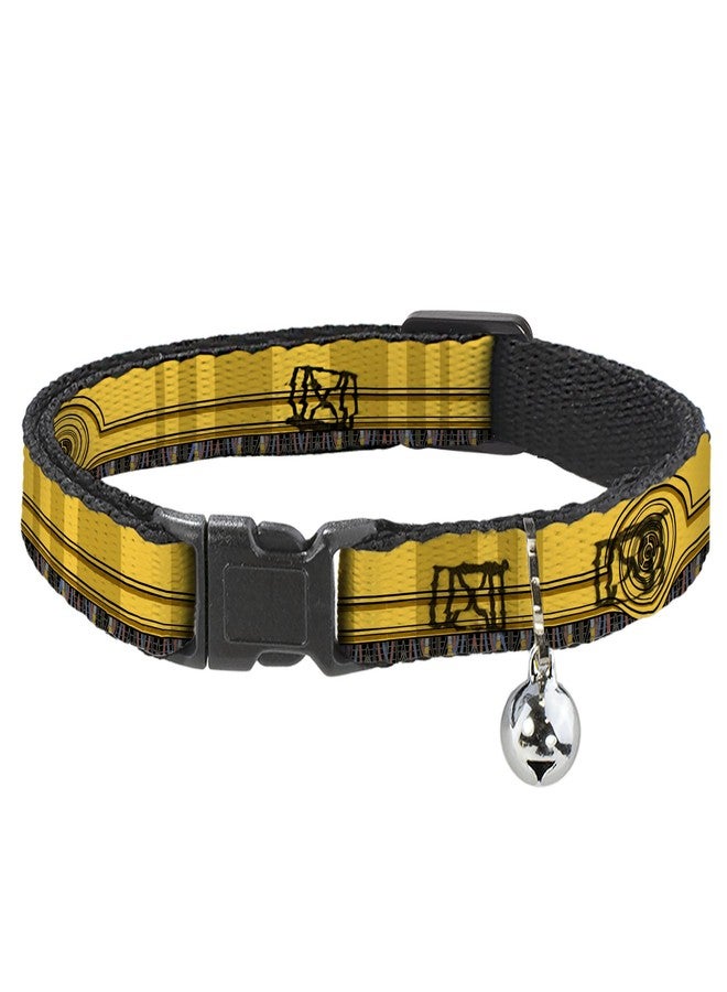 Buckle Down Star Wars Breakaway Cat Collar with Bell, Plastic Clip, Easy Adjustable, Star Wars C3PO Wires Bounding Yellows Black Multi Color, 8.5 to 12 Inches 0.5 Inch Wide - Image 1