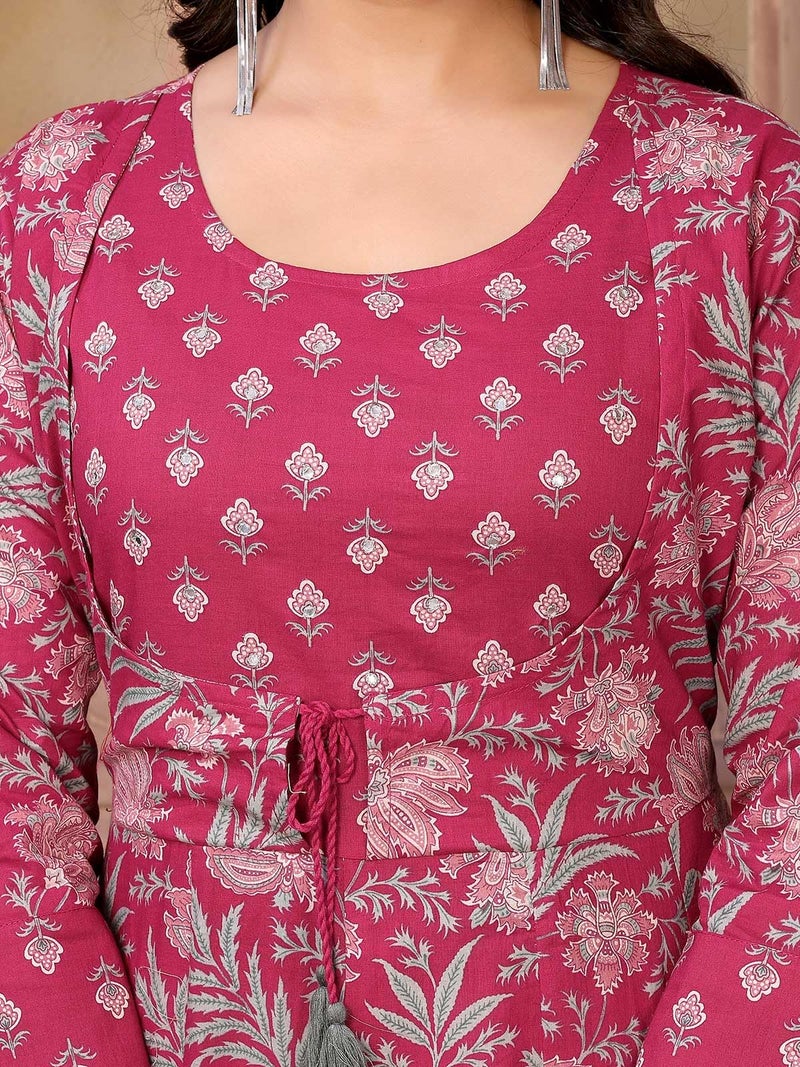 rangita Maroon Cotton Calf Length Embroidered Anarkali Kurti | Kurta for Women_XL - Image 2