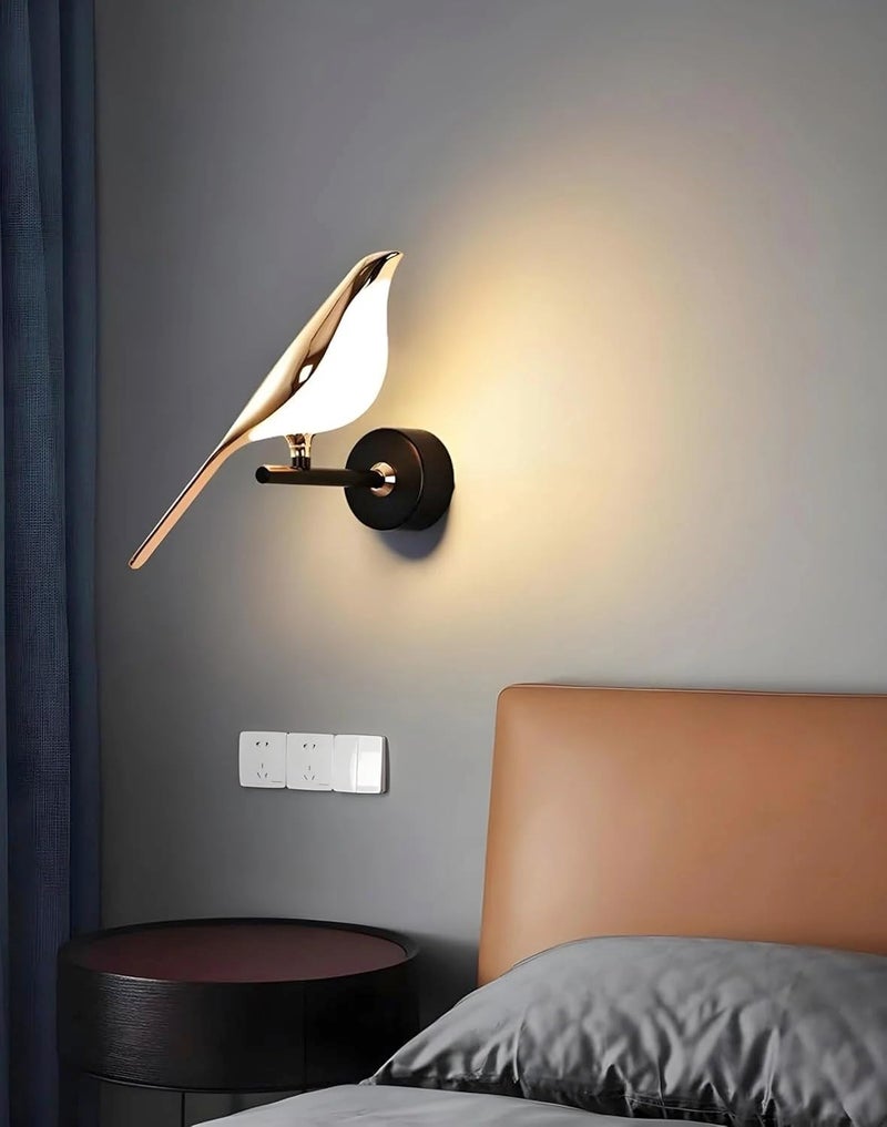 Groeien 12W | 3 Color Modern LED Golden Bird Wall Sconce Gold Wall Light for Bedroom Living Room Corridor Lighting Fixtures Wall Mount(Warm+Natural+Coolwhite)(Golden Bird, 1, Count) - Image 5
