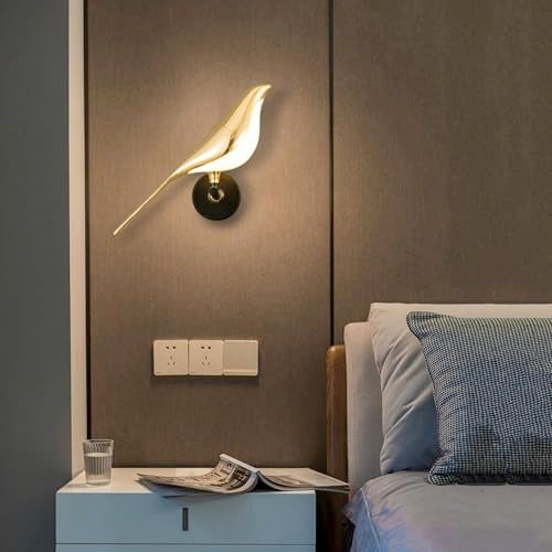Groeien 12W | 3 Color Modern LED Golden Bird Wall Sconce Gold Wall Light for Bedroom Living Room Corridor Lighting Fixtures Wall Mount(Warm+Natural+Coolwhite)(Golden Bird, 1, Count) - Image 3