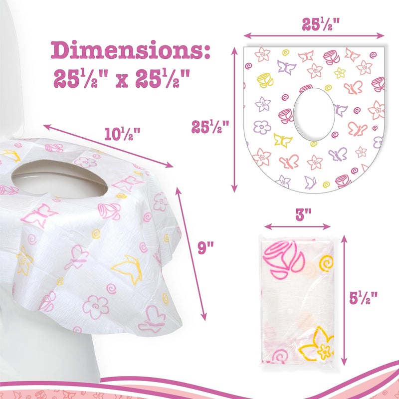 Potty Shields Toilet Seat Covers Disposable (40 Pack, Floral) - XL Waterproof Toilet Cover for Toddlers, Kids & Adults - Portable & Individually Wrapped for Travel, Potty Training & Public Restrooms - Image 5