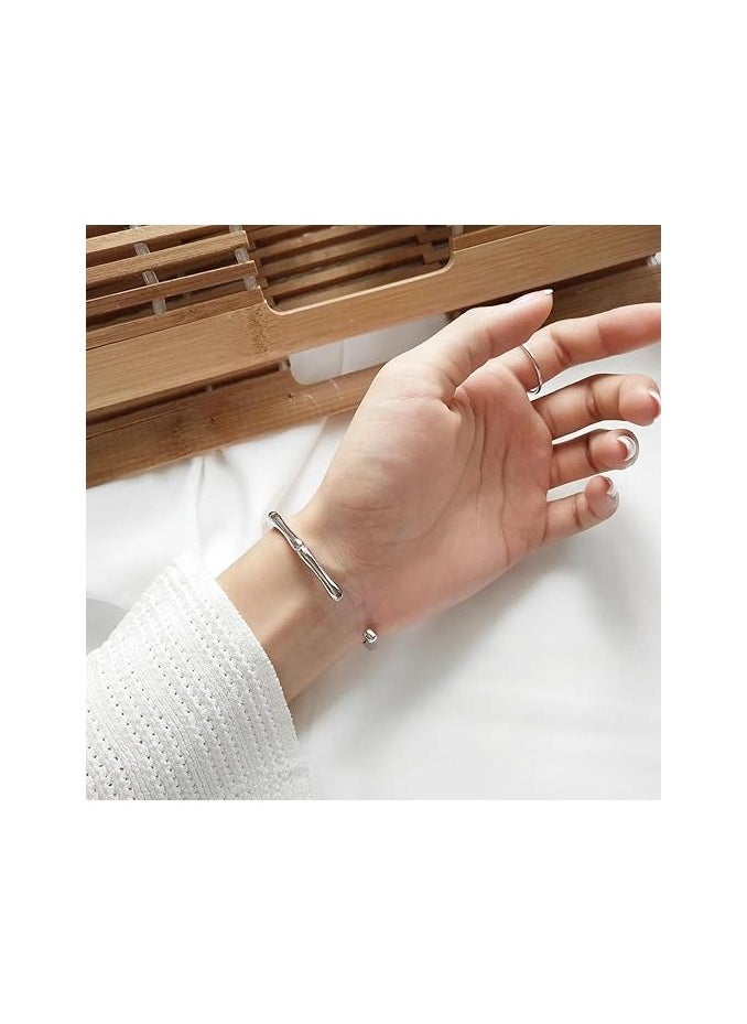 Fayrouz Jewellery - Fayruz Jewelry 18K Plated Bamboo Bracelet 316L Stainless Steel Adjustable Charm Bracelets for Women Simple Thin Fashion Hook Suitable for All Occasions. - Image 1