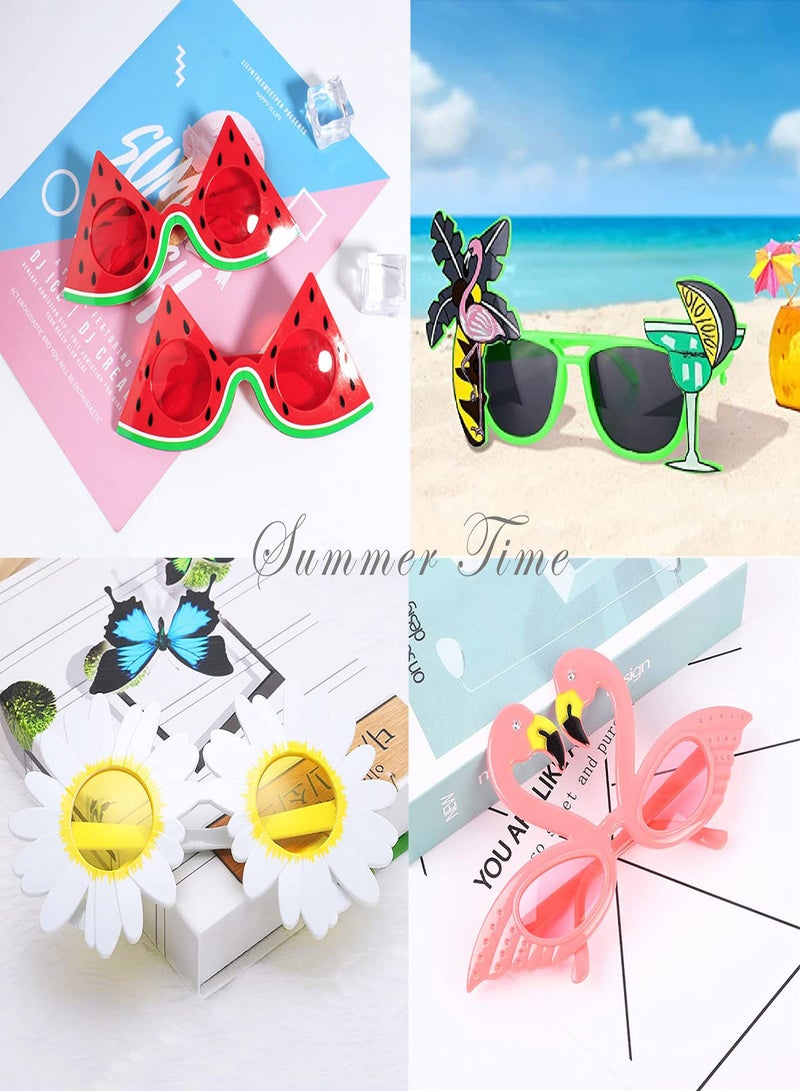 Zikra Luau Party Sunglasses, 9 Pairs Funny Hawaiian Glasses, Hawaiian Glasses for Summer Pool Beach Party Decorations, Beach Themed Party Favor, Photo Booth Props Beach Themed for Adults Kids - Image 4