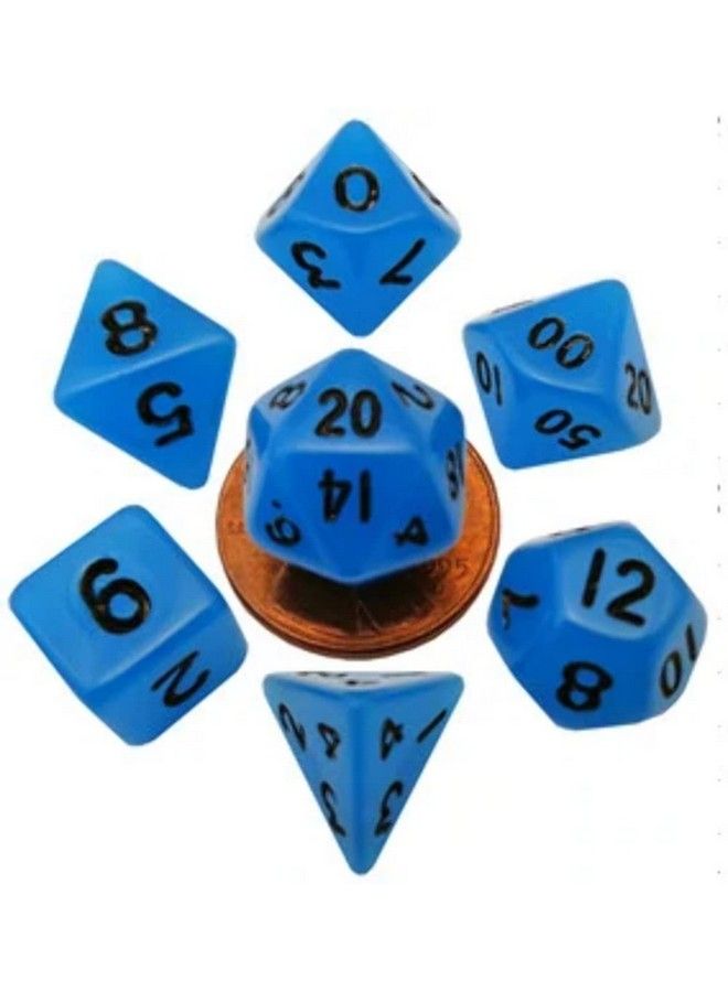 Metallic Dice Games Glow In The Dark Blue 10Mm Mini Polyhedral Dice Set - Image 2