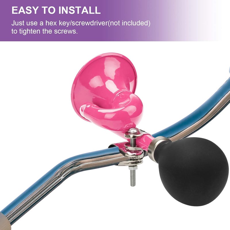 Coolrunner Bugle Horn, Retro Clown Horn, Kids Bike Horn, Classic Vintage Metal Twist Loudspeaker Siren Hooter Snail Air Horn for Vehicles Bicycles Golf Cart - Image 4