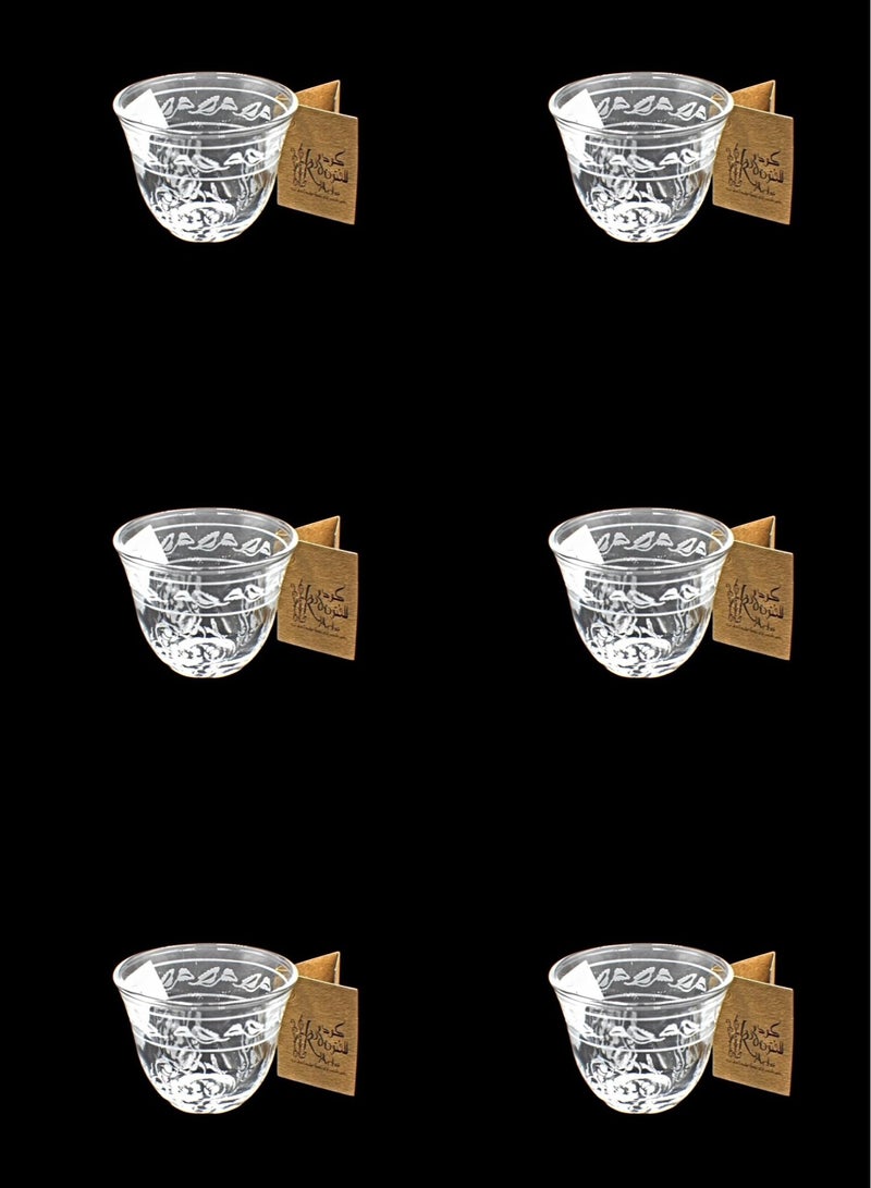 KuduArts Arabic coffee cup glass set of 6 pieces - Image 1