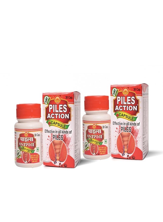 Action Pharma I Piles Action I Effective in all kinds of Piles I Effective Herbal Treatment for Bleeding I Protruding I Chronic Hemorrhoids I Warts I 30 Capsules (2)
