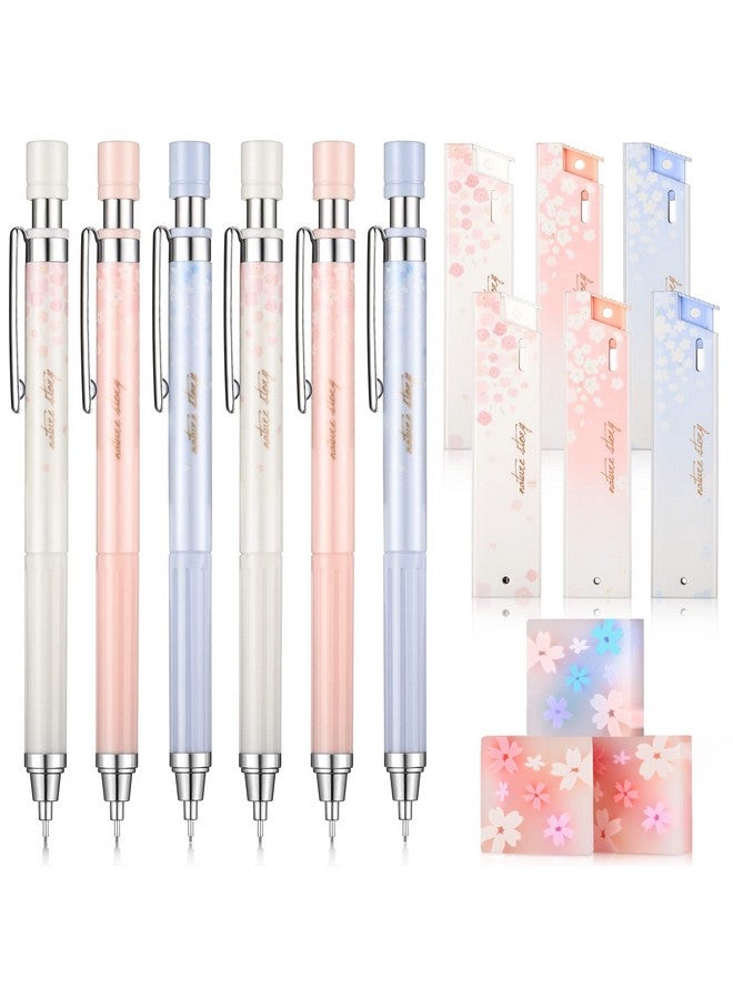 Chinco 15 Pcs Cherry Mechanical Pencil Set Include 6 Pcs Japanese Kawaii Automatic Drafting Pencil With 6 Tubes Pencil Refill And 3 Pcs Cute Cherry Erasers For Sketching Architecture Drawing (0.5 Mm) - Image 1