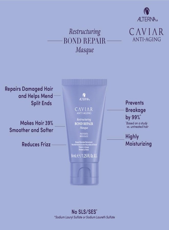 Alterna Haircare CAVIAR Anti-Aging Restructuring Bond Repair Travel Kit - Shampoo, Conditioner, Masque | Strengthens and Protects Damaged Hair - Image 3