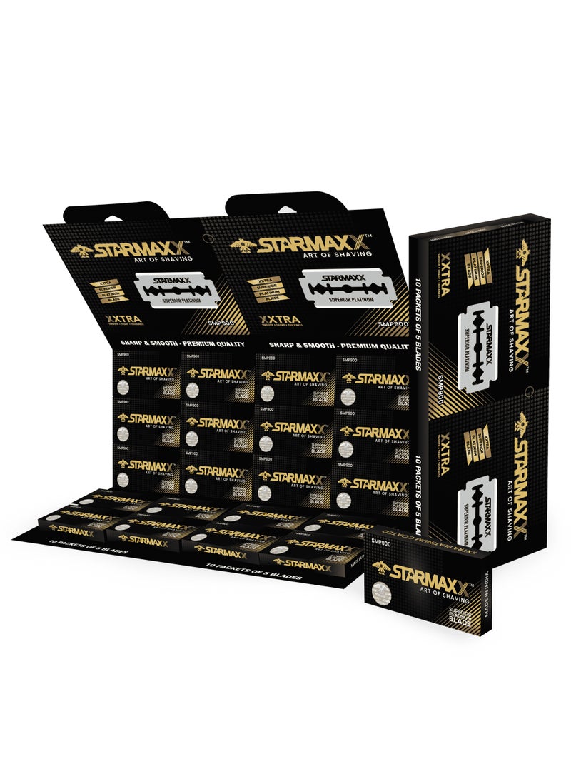 Starmaxx Superior Platinum Double Edge Razor Blades Hanging Card, 100 Count, SMP900