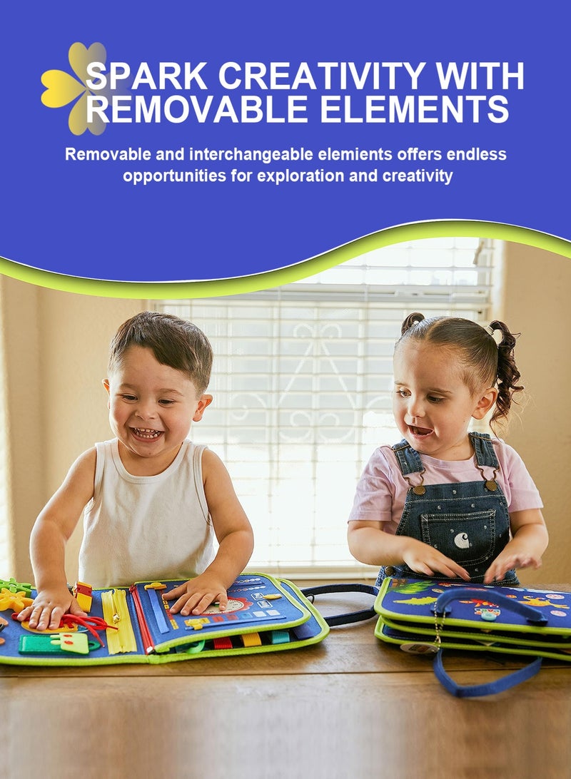 URbazaar Busy Board Montessori Toy for 1-4 Year Old Toddlers - Educational Activity Developing Sensory Board for Fine Basic Dress Motor Skills - Travel Toys for Plane Car, Gift for Boys Girls - Image 3