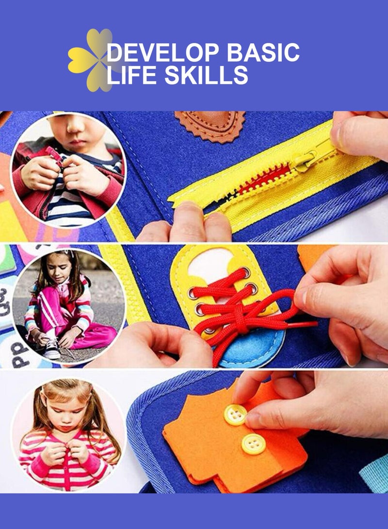 URbazaar Busy Board Montessori Toy for 1-4 Year Old Toddlers - Educational Activity Developing Sensory Board for Fine Basic Dress Motor Skills - Travel Toys for Plane Car, Gift for Boys Girls - Image 5