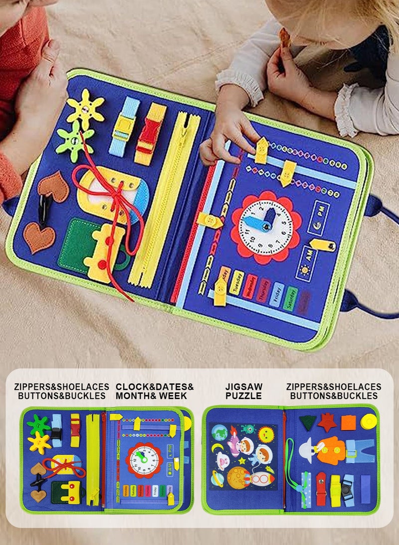 URbazaar Busy Board Montessori Toy for 1-4 Year Old Toddlers - Educational Activity Developing Sensory Board for Fine Basic Dress Motor Skills - Travel Toys for Plane Car, Gift for Boys Girls - Image 4