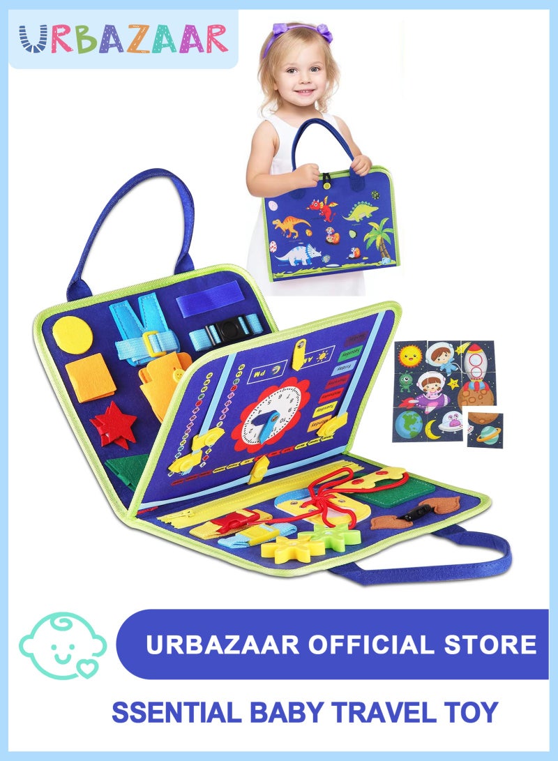 URbazaar Busy Board Montessori Toy for 1-4 Year Old Toddlers - Educational Activity Developing Sensory Board for Fine Basic Dress Motor Skills - Travel Toys for Plane Car, Gift for Boys Girls - Image 1