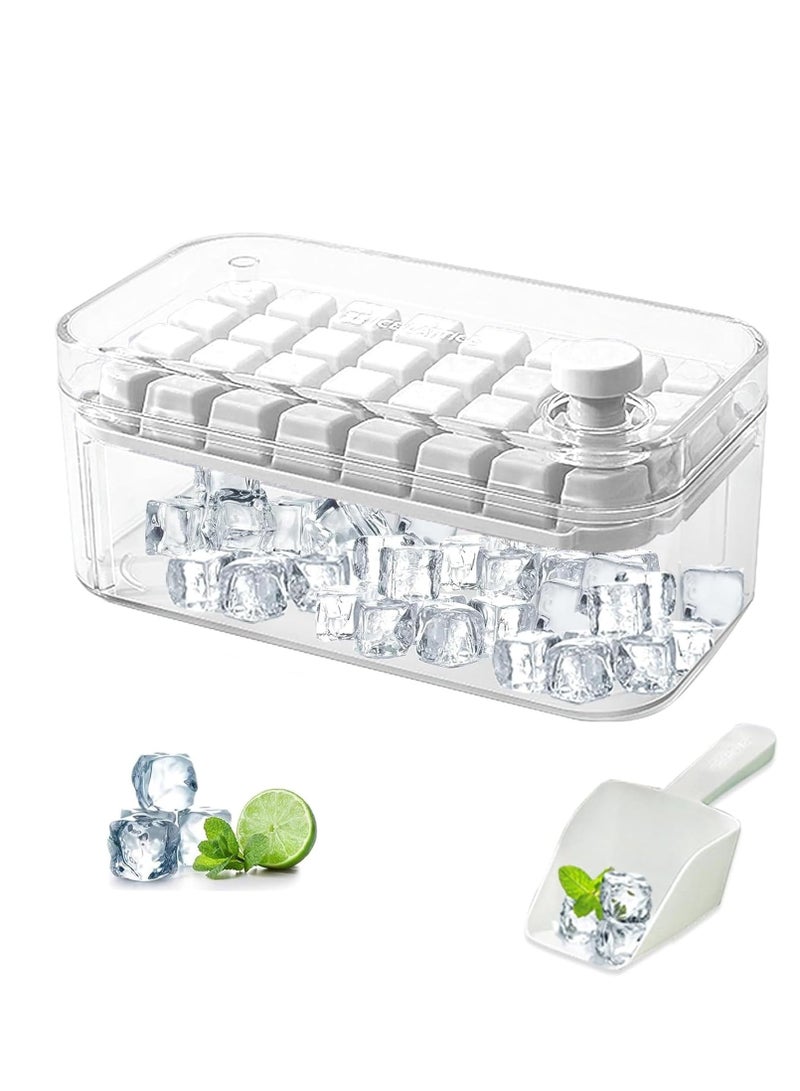 Vparty Ice Cube Tray with Lid and Bin – 32-Piece Easy-Release Ice Mold, 1 Tray for Whiskey, Cocktails, and Drinks – BPA-Free, Durable Plastic, Non-Stick, Stackable, Leak-Proof, Space-Saving Design, Ideal for Freezer Use, Dishwasher Safe, Perfect for Home Bar, Parties, Beverage Cooling, and Smooth Ice Cubes for Drinks, Easy Ice Removal, Flexible Tray  - Image 1