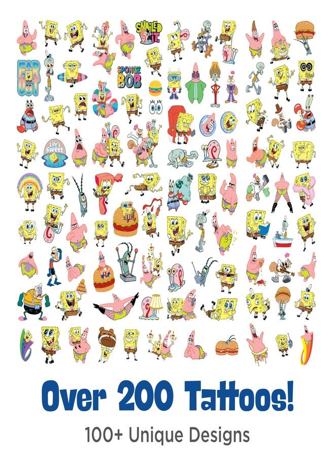 SAVVi SpongeBob SquarePants Temporary Tattoos - 200 Count | Party Favors for Kids, Birthday Decorations, Waterproof, Skin-Safe, Easy to Apply & Remove, Nickelodeon - Image 2