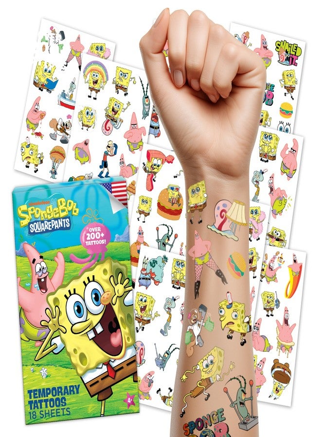 SAVVi SpongeBob SquarePants Temporary Tattoos - 200 Count | Party Favors for Kids, Birthday Decorations, Waterproof, Skin-Safe, Easy to Apply & Remove, Nickelodeon - Image 1