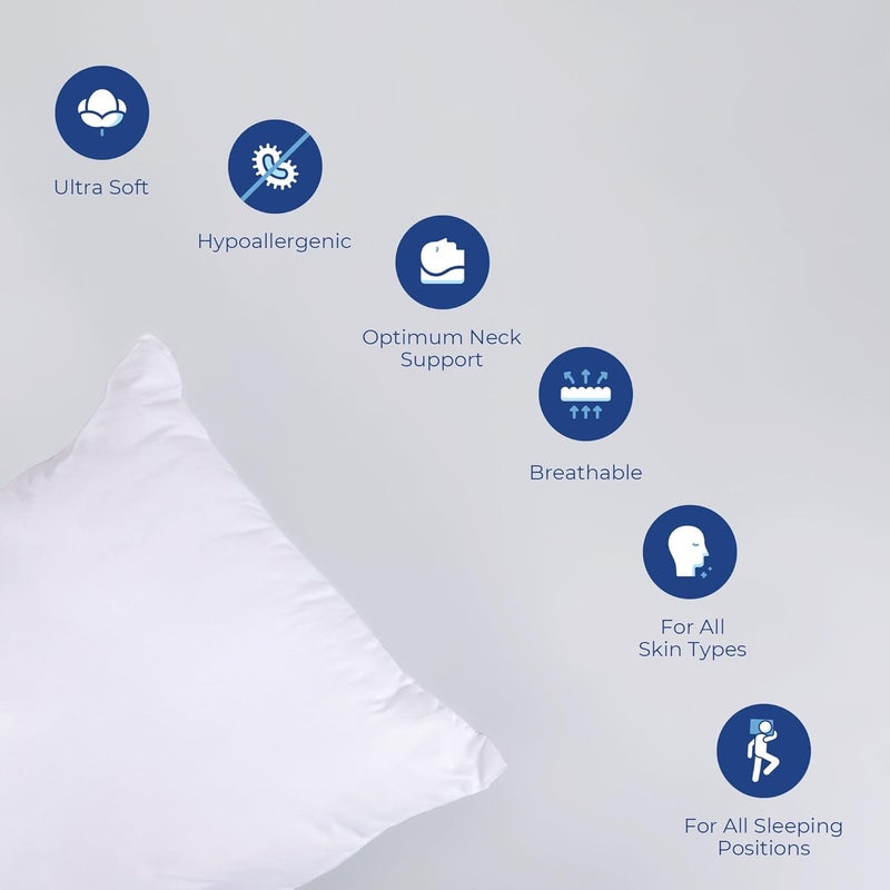 Zinnia Comfort Soft Microfiber Pillow White Basic Size 41 x 61 CM Pack of 2 - Image 3