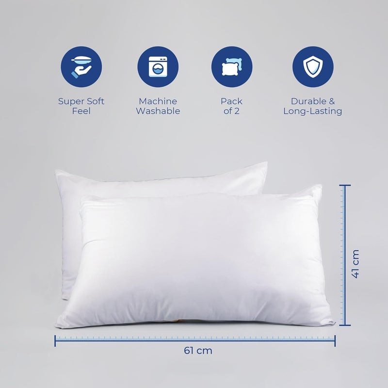 Zinnia Comfort Soft Microfiber Pillow White Basic Size 41 x 61 CM Pack of 2 - Image 5