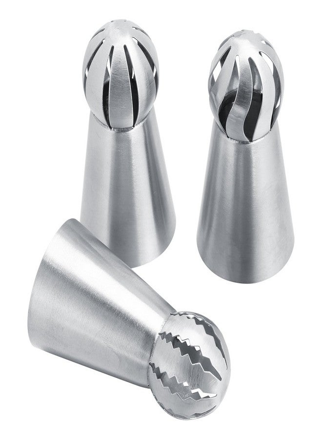 ZERONE Russian Piping Tips Set, 3 Pcs Stainless Steel Icing Tips Flower Frosting Nozzles Reusable Piping Nozzles for Cake Cupcake Decorating Supplies Baking Tools Kit - Image 1
