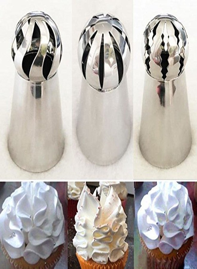 ZERONE Russian Piping Tips Set, 3 Pcs Stainless Steel Icing Tips Flower Frosting Nozzles Reusable Piping Nozzles for Cake Cupcake Decorating Supplies Baking Tools Kit - Image 4